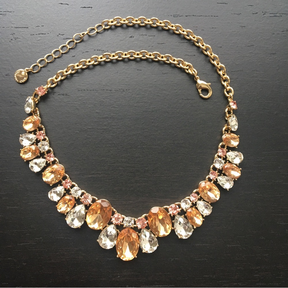 Never worn Macy’s sparkling multi stone gold necklace